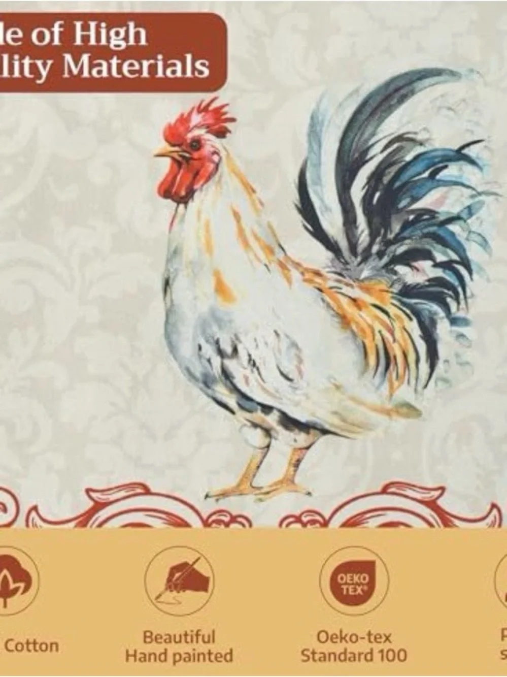 Rooster Print Farmhouse Tablecloth in Cream & Multi